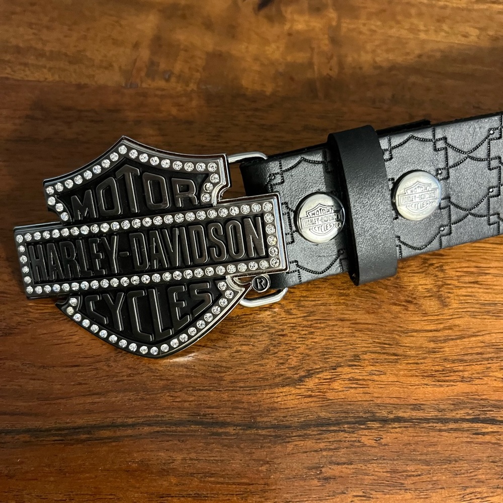Women’s Harley-Davison Rhinestone Buckle Belt - Picture 2 of 4